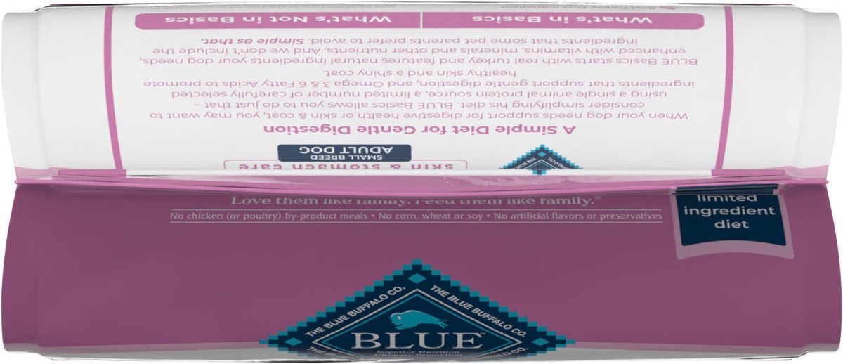 slide 9 of 9, Blue Buffalo Blue Basics Small Breed Adult Turkey & Potato Recipe Dry Dog Food, 4 lb