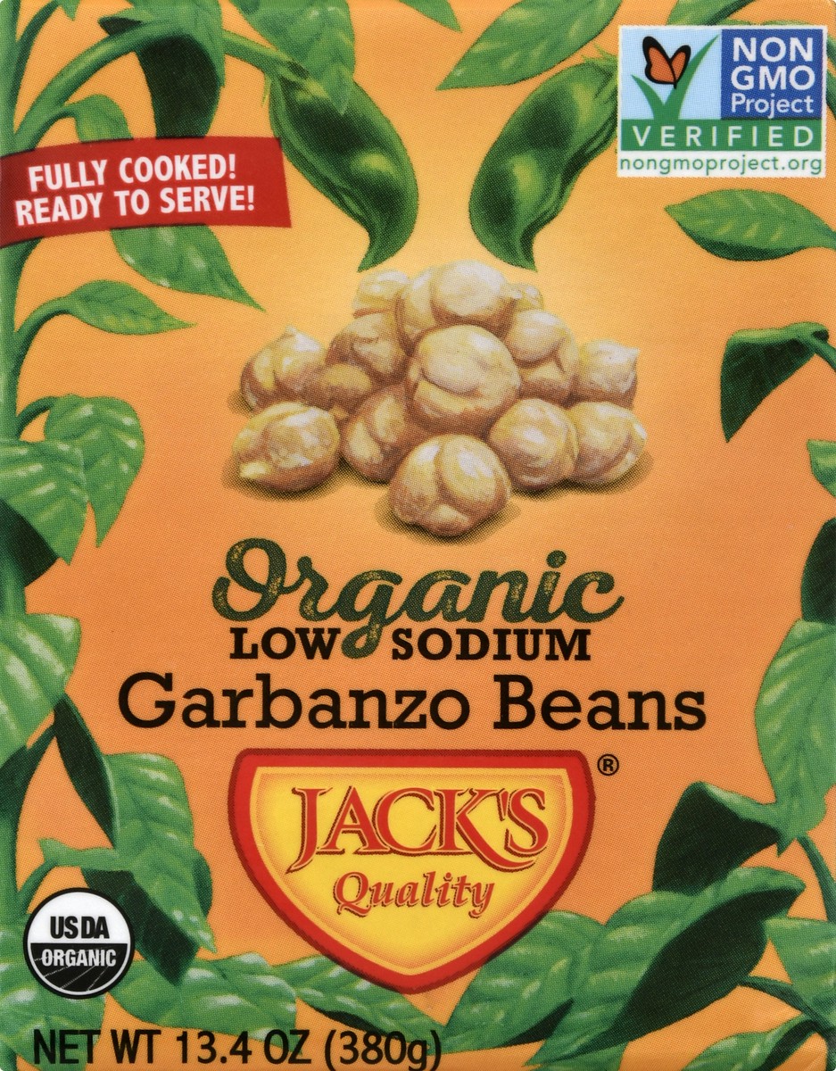 slide 1 of 11, Jack's Quality Organic Low Sodium Garbanzo Beans 13.4 oz, 13.4 oz