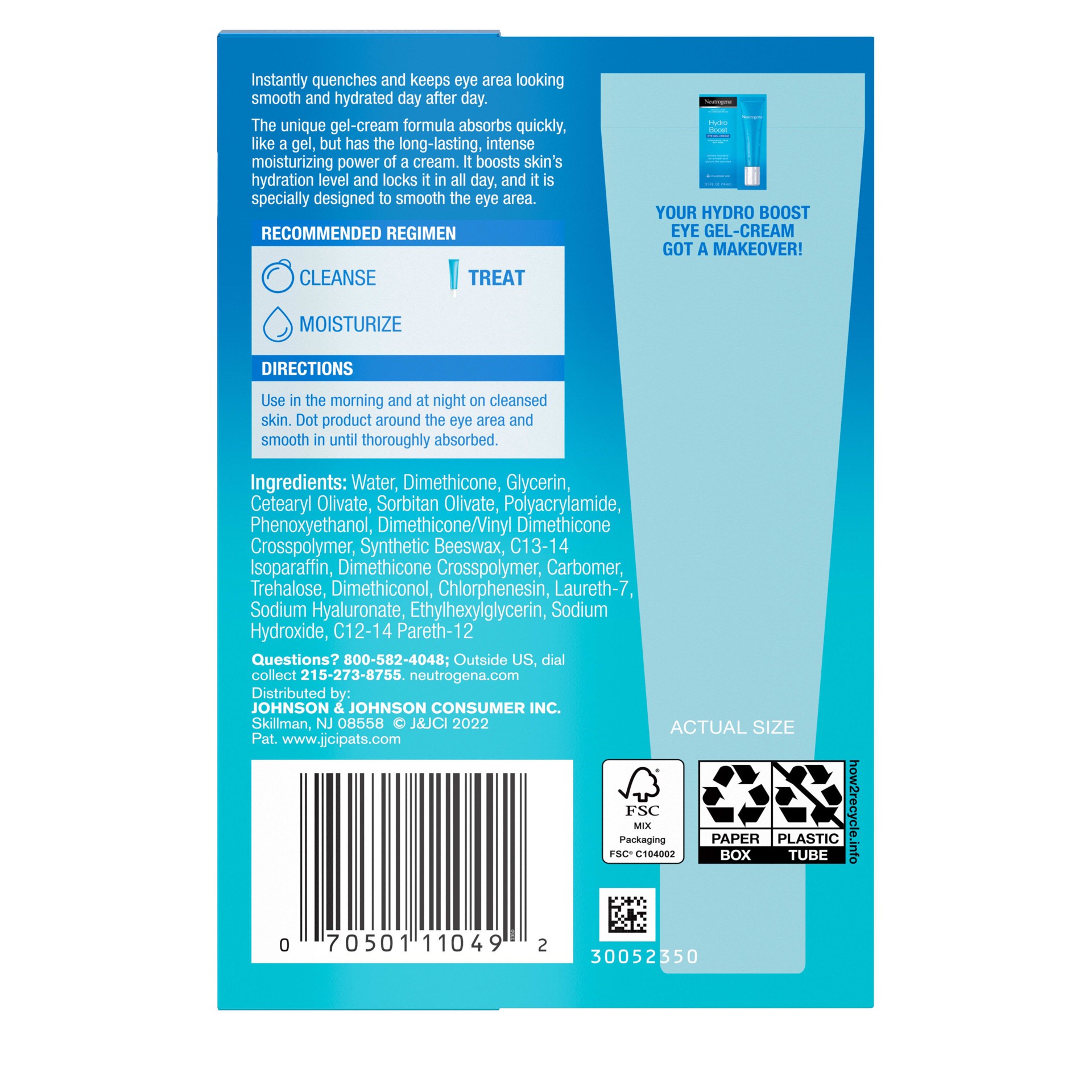 slide 5 of 10, Neutrogena Hydro Boost Eye Cream, Under-Eye Moisturizer with Hyaluronic Acid, Fragrance Free and Non-Comedogenic, 0.5 Oz, 0.5 fl oz