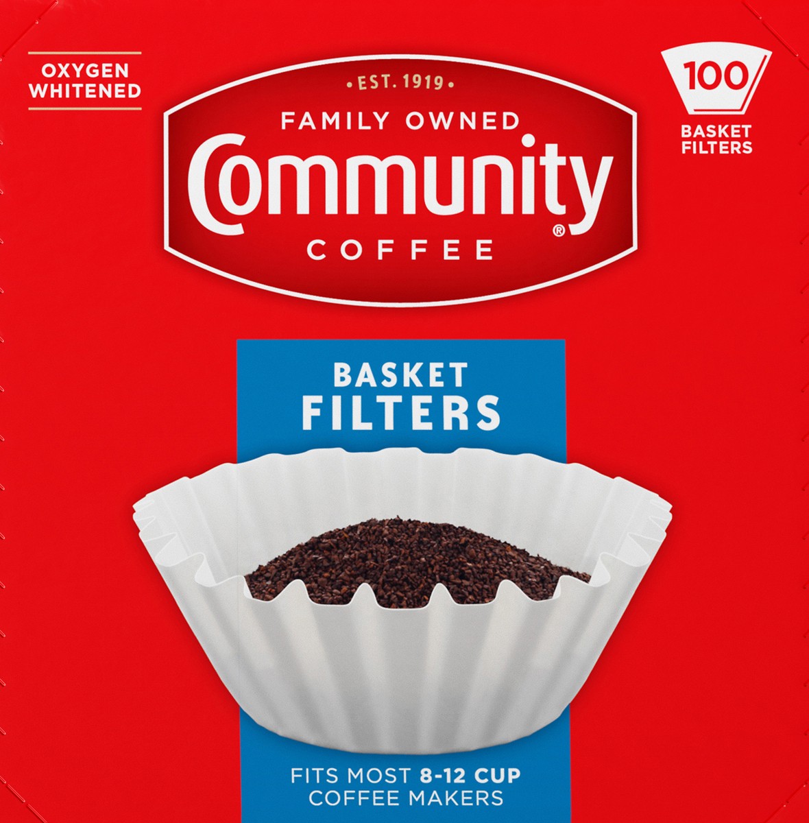 slide 7 of 8, Community Coffee Oxygen Whitened Basket Filters - 100 ct, 100 ct