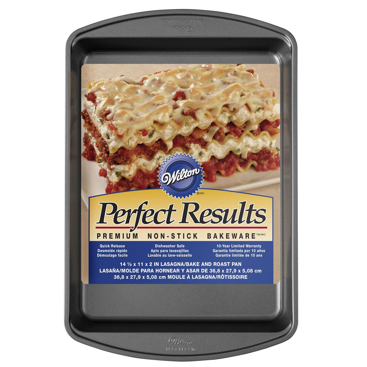 slide 1 of 21, Wilton Perfect Results Nonstick Lasagna Pan, 14 in x 10 in