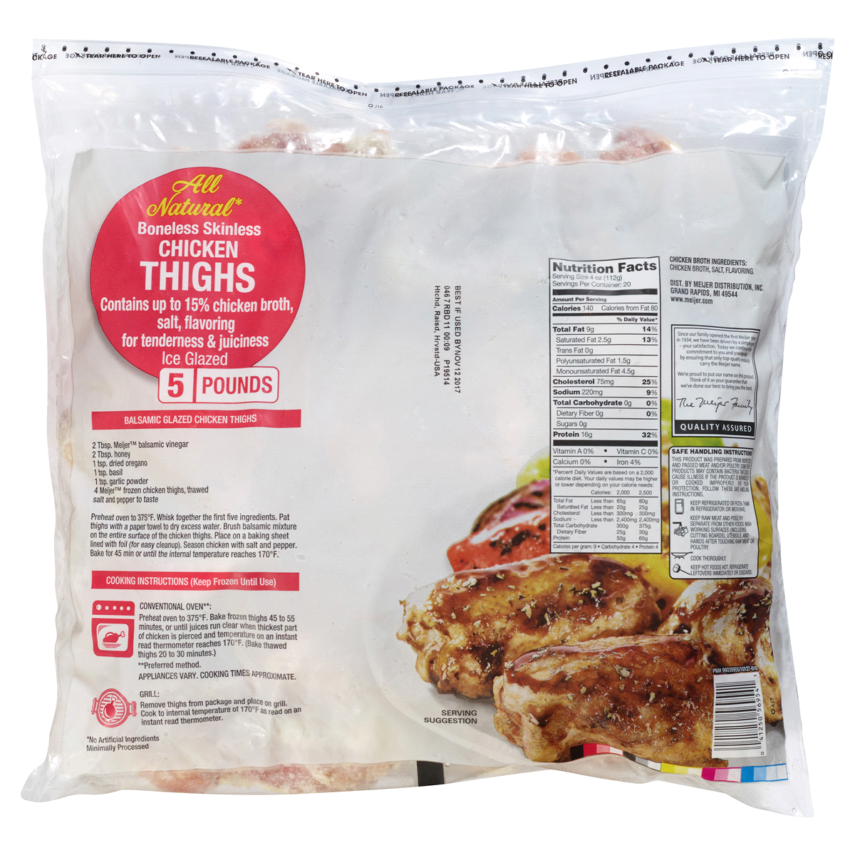 slide 2 of 2, Fresh from Meijer All Natural Frozen Chicken Thighs, 80 oz