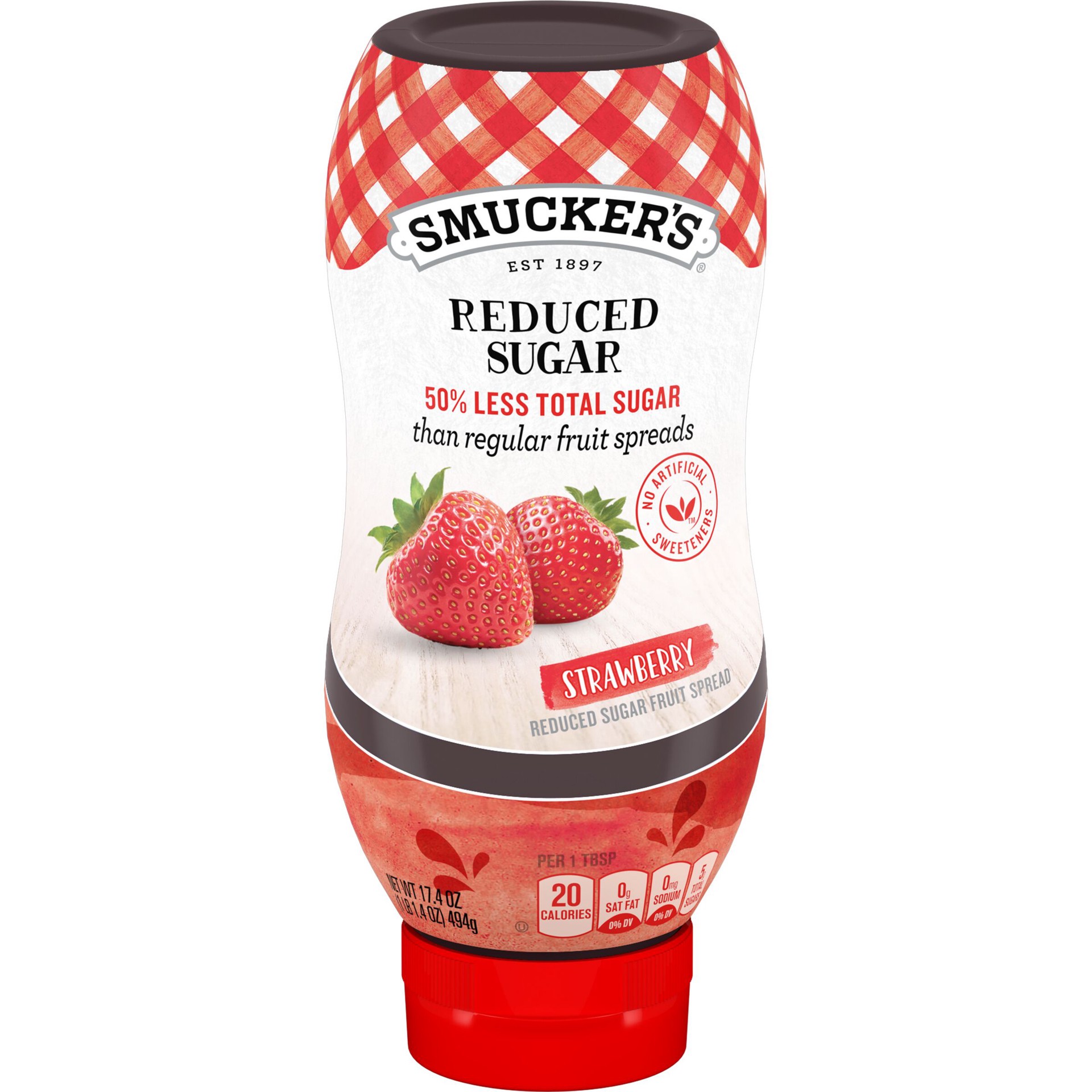 slide 1 of 6, Smucker's Squeezable Reduced Sugar Strawberry Fruit Spread, 17.4 Ounces, 17.4 oz