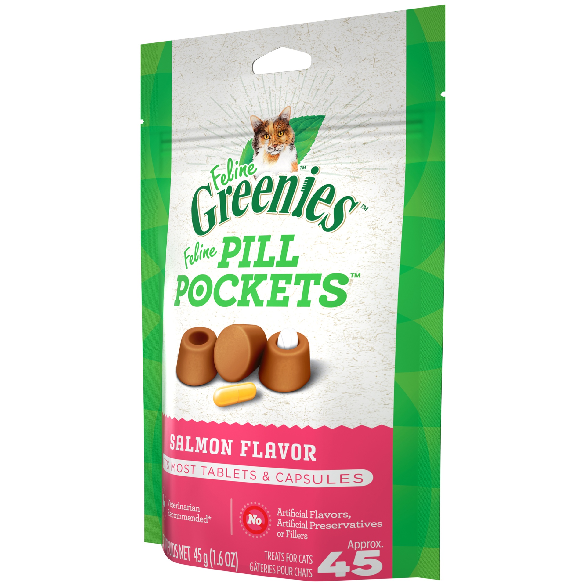 FELINE GREENIES PILL POCKETS for Cats Natural Soft Cat Treats, Salmon Flavor 45 ct; 1.6 oz Shipt