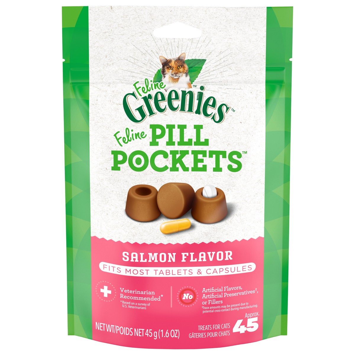 slide 1 of 4, Greenies Feline Pill Pockets Salmon Flavor Cat Treats - 1.6oz, 1.6 oz