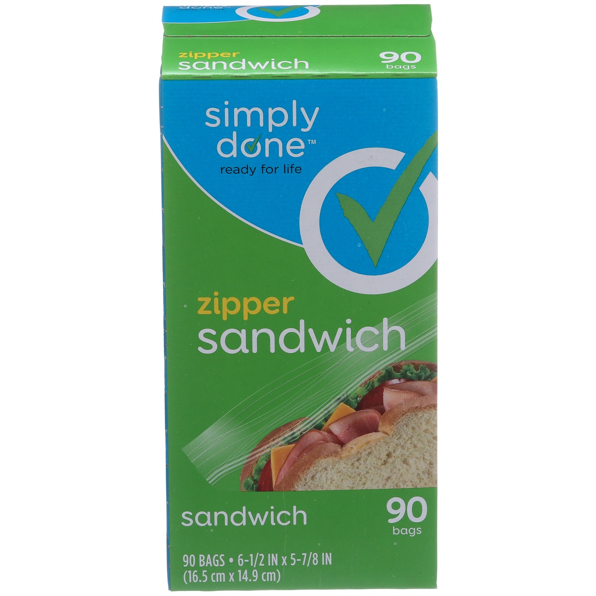 slide 1 of 1, Simply Done Zipper Sandwich Bags, 90 ct