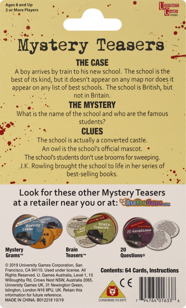slide 5 of 9, University Games Solve The Mystery Card Game 1 ea, 1 ct