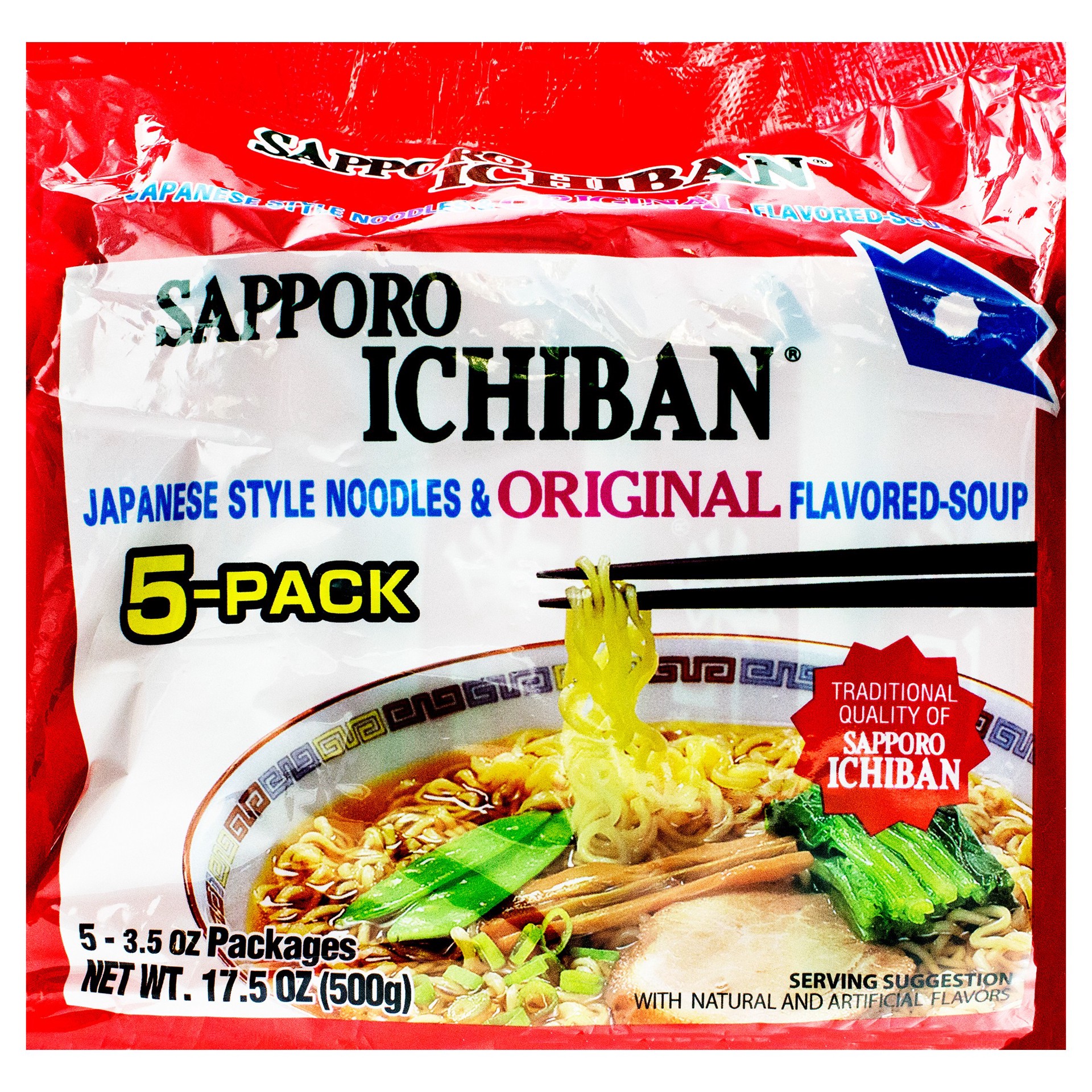 slide 1 of 1, Sapporo Ichiban Original Ramen Noodle Soup - 17.5oz/5ct, 5 ct; 3.5 oz