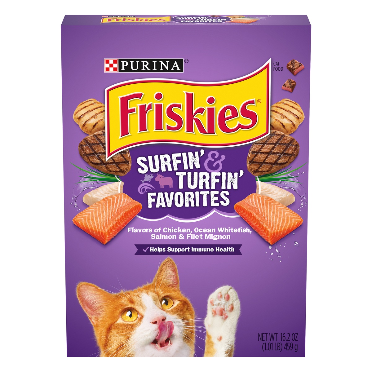 slide 1 of 9, Purina Friskies Surfin' & Turfin' Favorites Cat Food, 16 oz