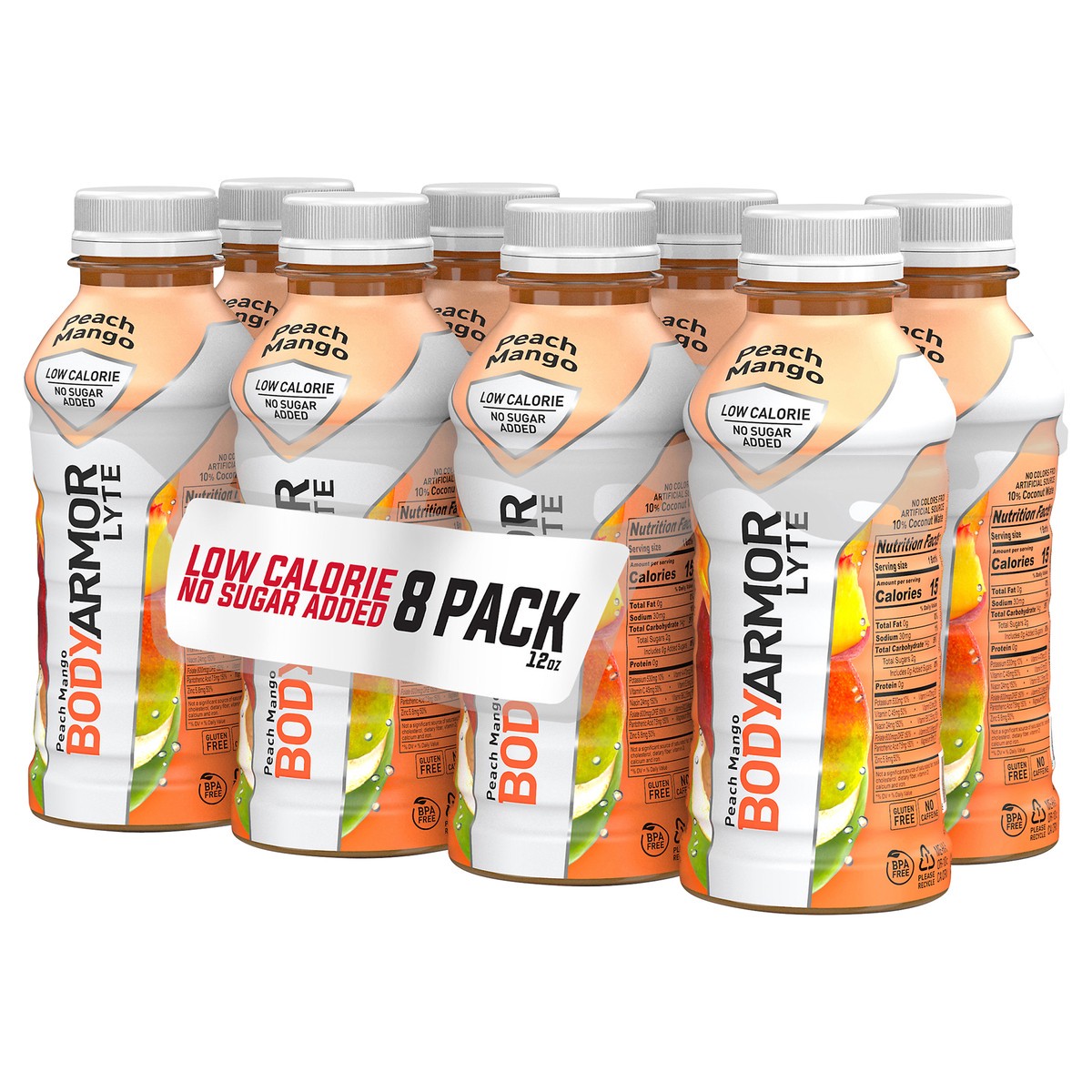 slide 11 of 12, BODYARMOR LYTE Peach Mango, 12 fl oz, 8 Pack, 8 ct