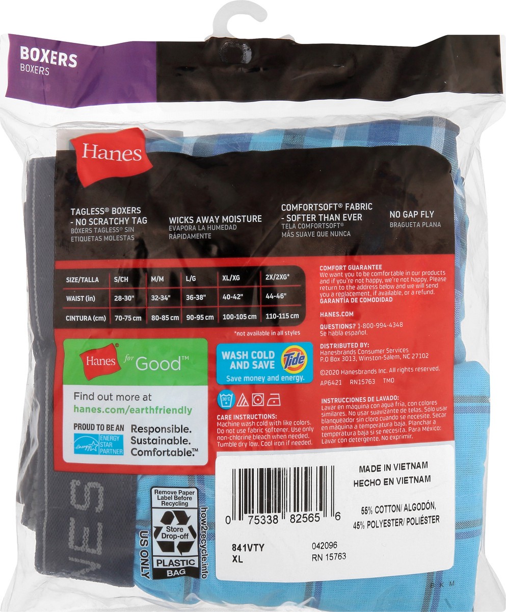 slide 9 of 10, Hanes XL Tagless Boxers 2 ea, 2 ct
