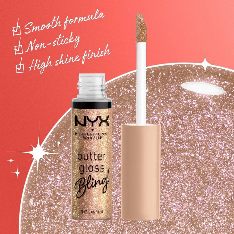 slide 7 of 9, NYX Professional Makeup Butter Gloss Bling Non Sticky Lip Gloss - 01 Bring the Bling - 0.27 fl oz, 0.27 fl oz