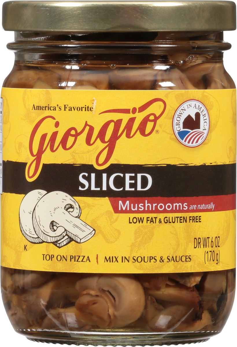 slide 6 of 9, Giorgio Mushrooms, Low Fat & Gluten Free, Sliced 6 Oz, 6 oz