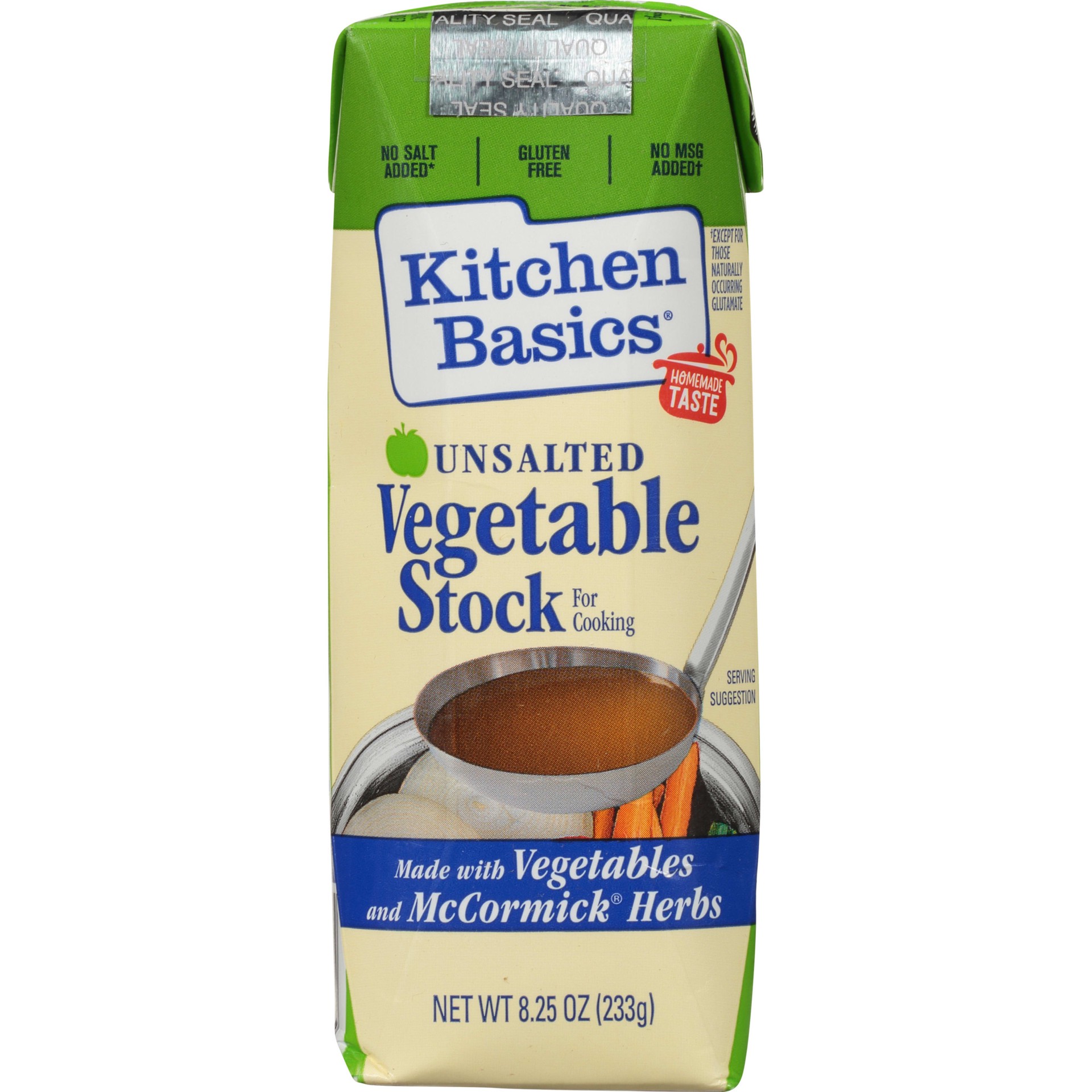 slide 1 of 13, Kitchen Basics Unsalted Vegetable Stock, 8.25 fl oz, 8.25 fl oz