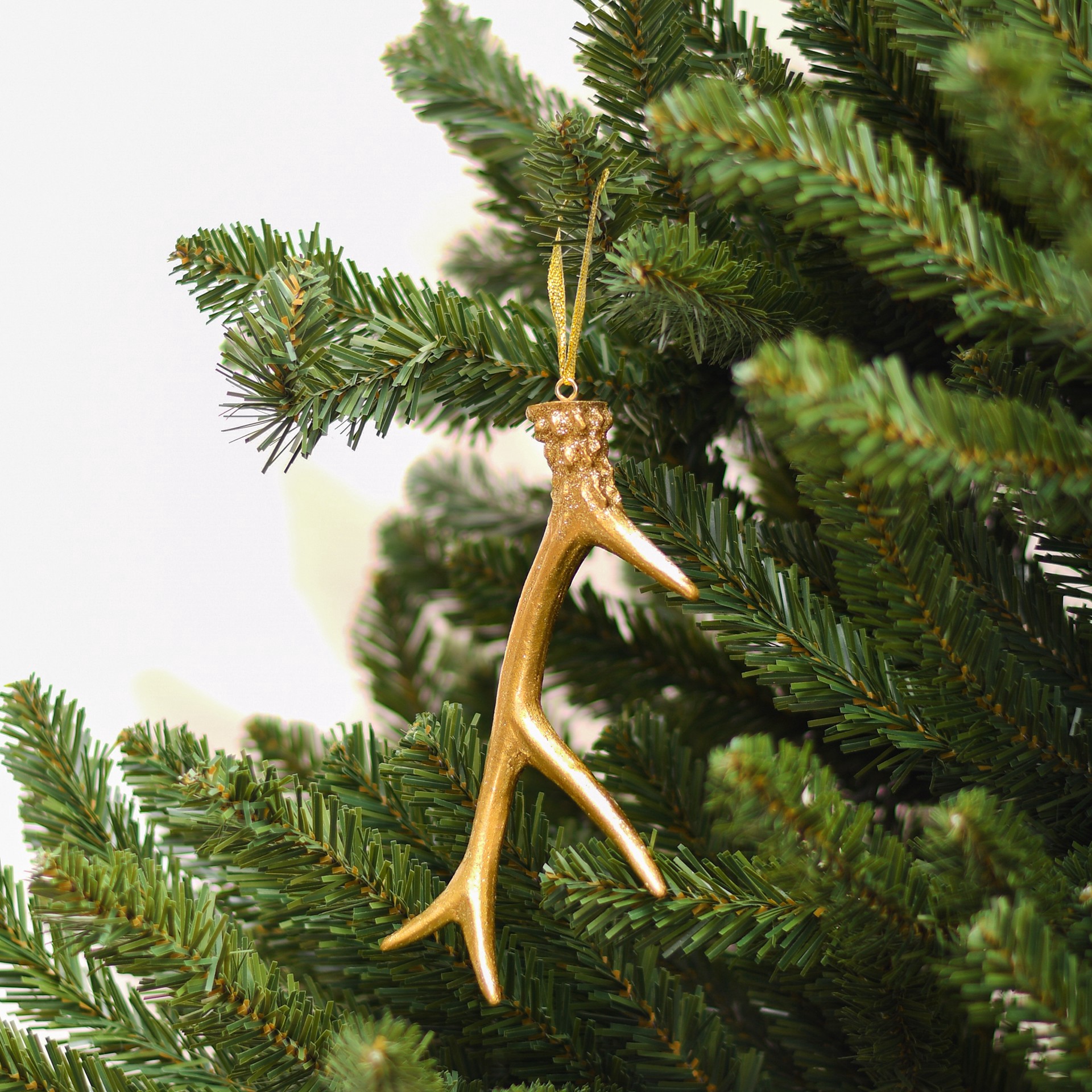 slide 3 of 3, 6.25" Gold Antler Ornament By Ashland, 6.25 in