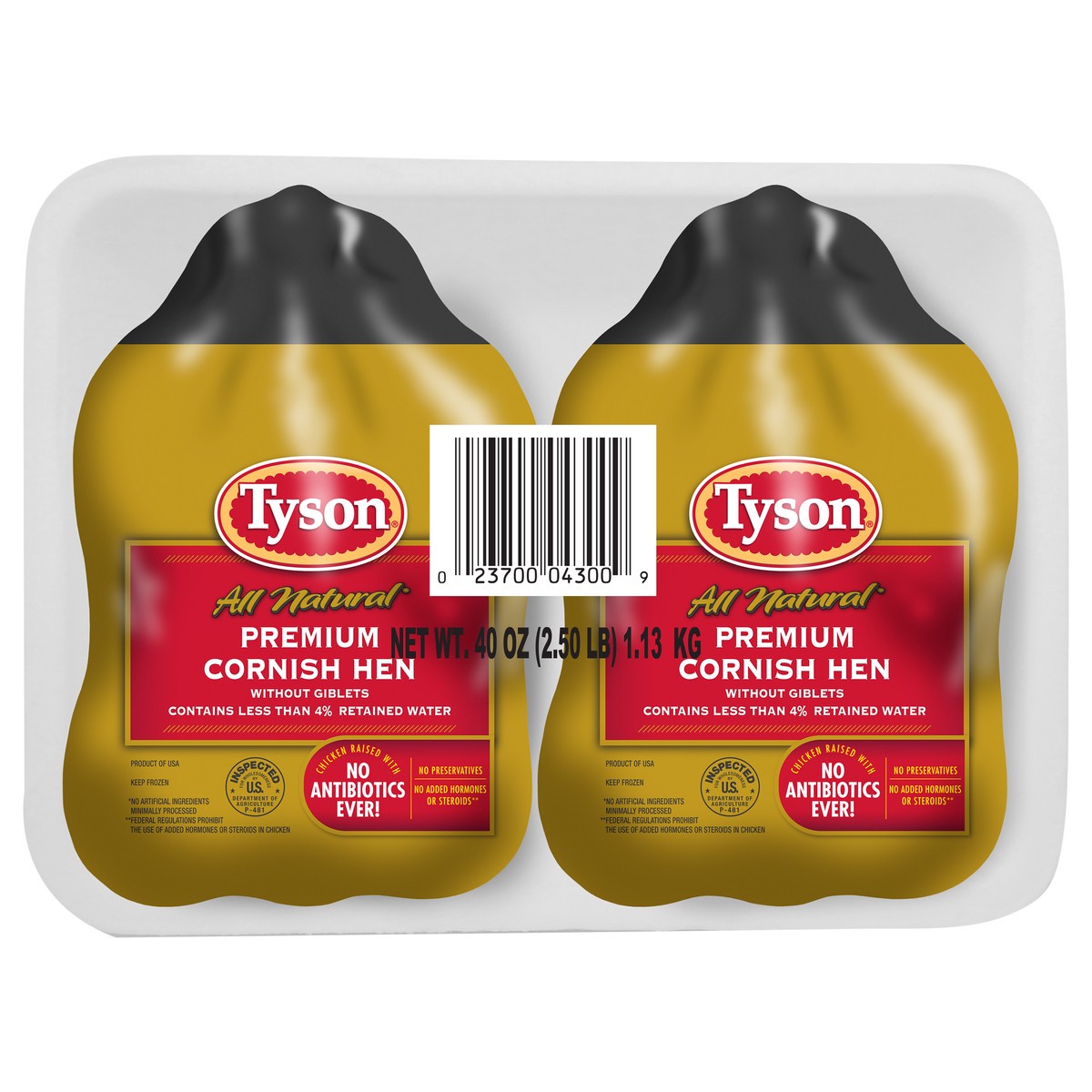 slide 1 of 4, Tyson All Natural* Premium Cornish Hen Without Giblets Twin Pack, 2 ct