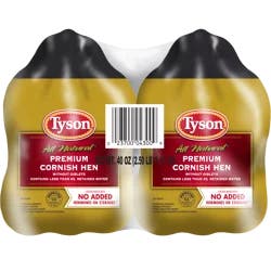 Tyson All Natural* Premium Cornish Hen Without Giblets, Twin Pack, 2.5 lb. (Frozen)