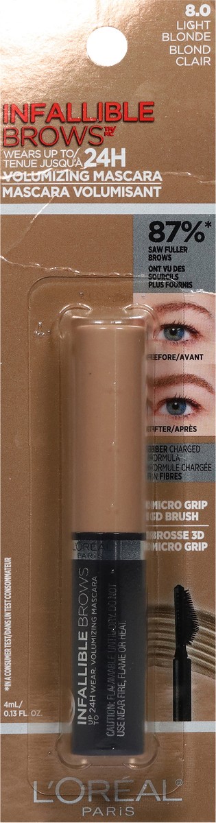 slide 10 of 11, L'Oréal 8.0 Light Blonde Infallible 24H Volumizing Mascara 0.13 fl oz, 0.13 oz