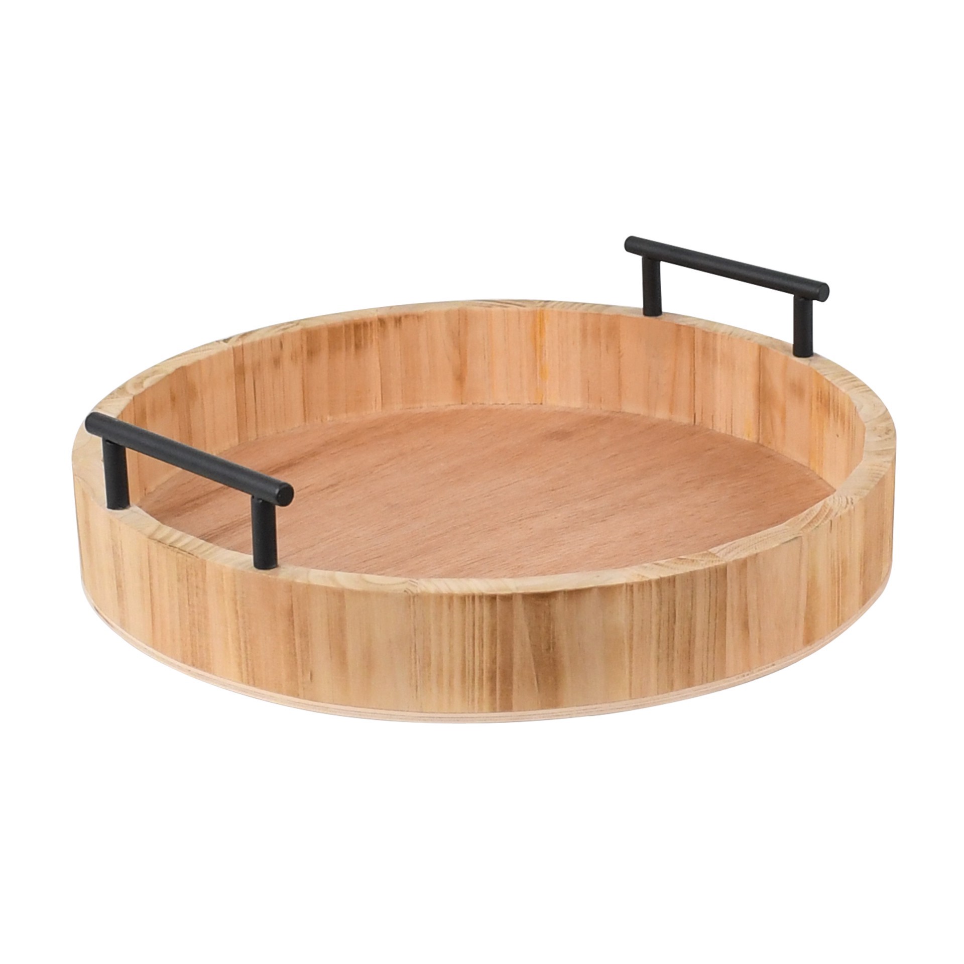 slide 2 of 5, 12" Round Wood Tray With Handles By Ashland, 12 in