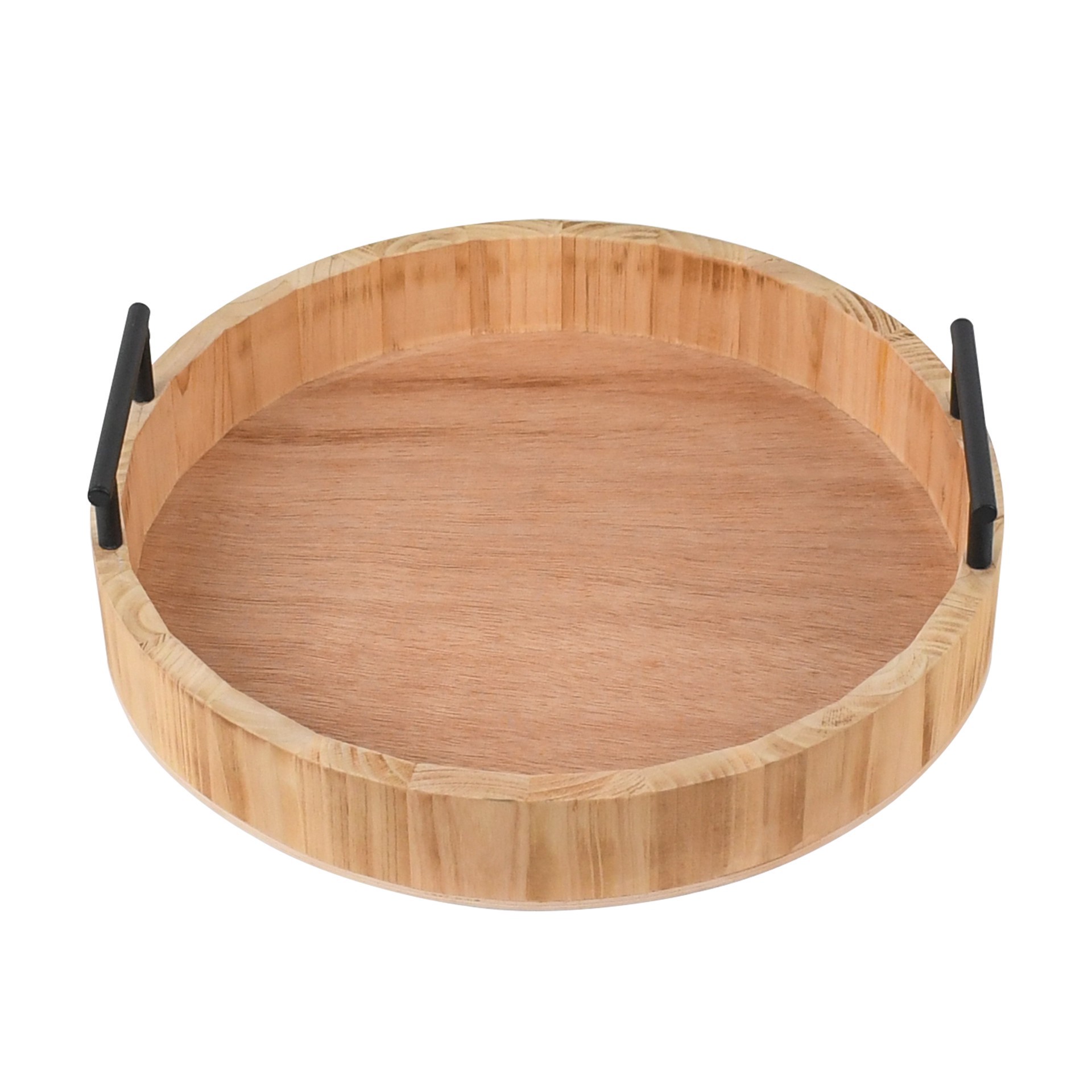 slide 3 of 5, 12" Round Wood Tray With Handles By Ashland, 12 in