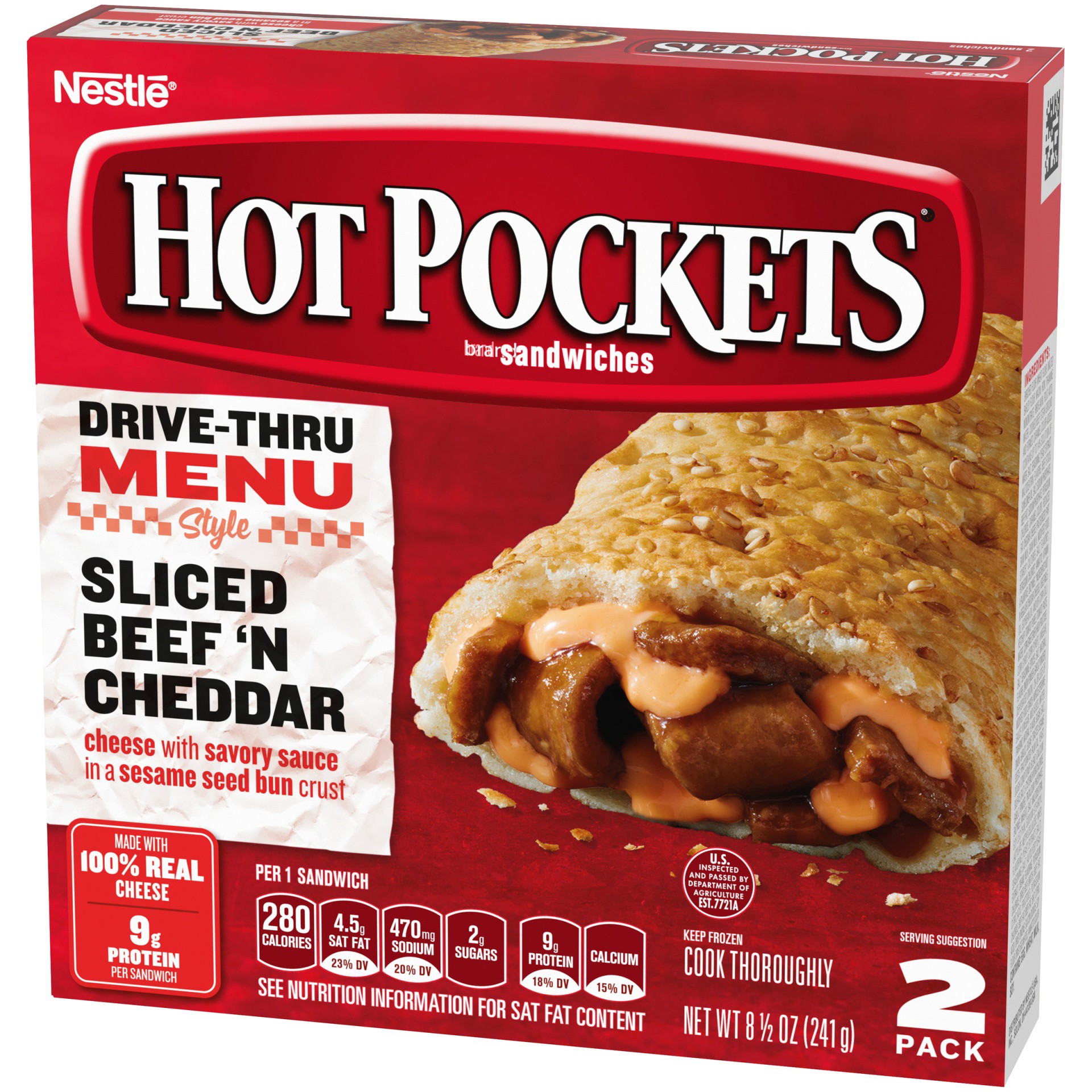 slide 10 of 10, Hot Pocketss Sliced Beef Drive Thru Seed Bun Crust 2Pk, 9 oz