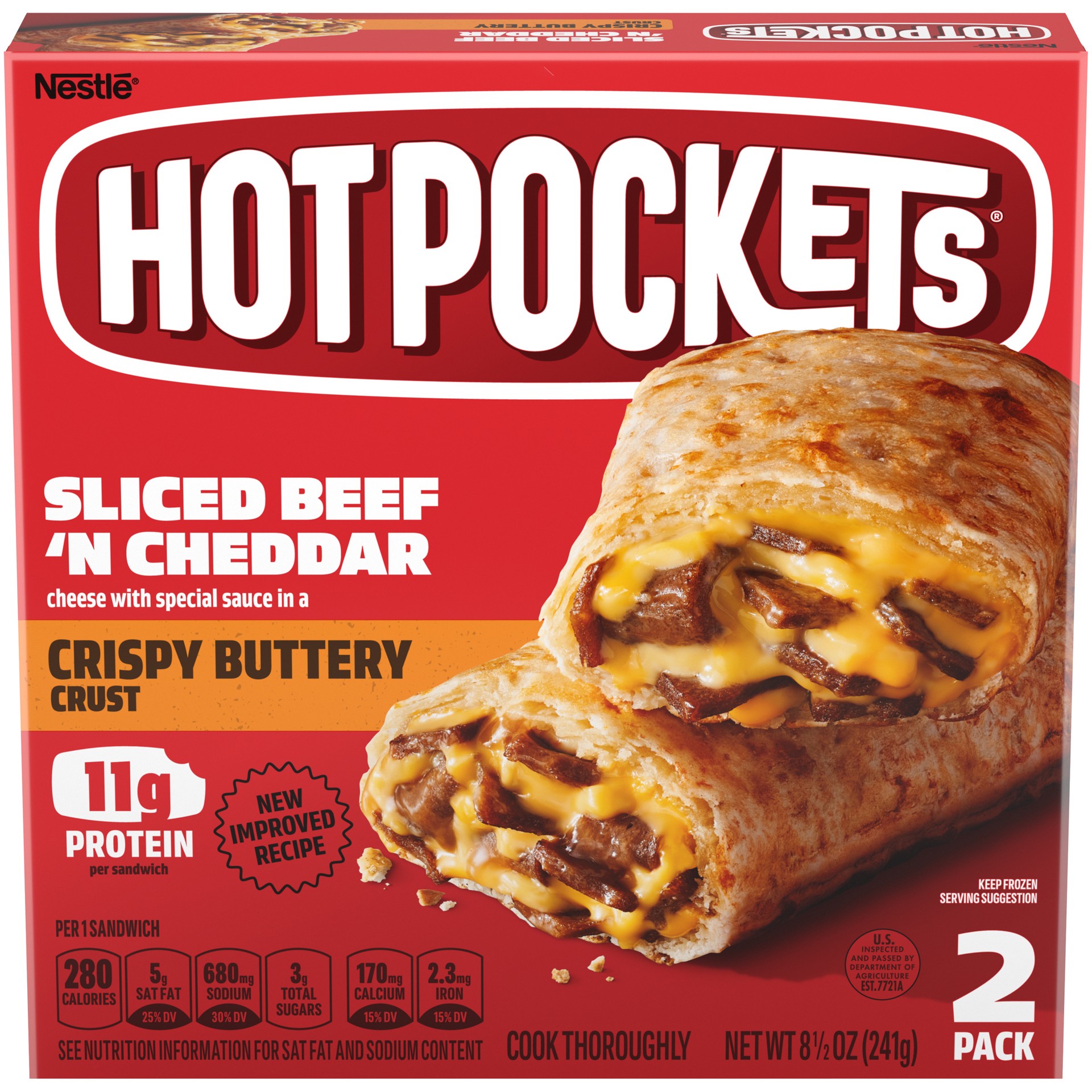 slide 1 of 10, Hot Pocketss Sliced Beef Drive Thru Seed Bun Crust 2Pk, 9 oz