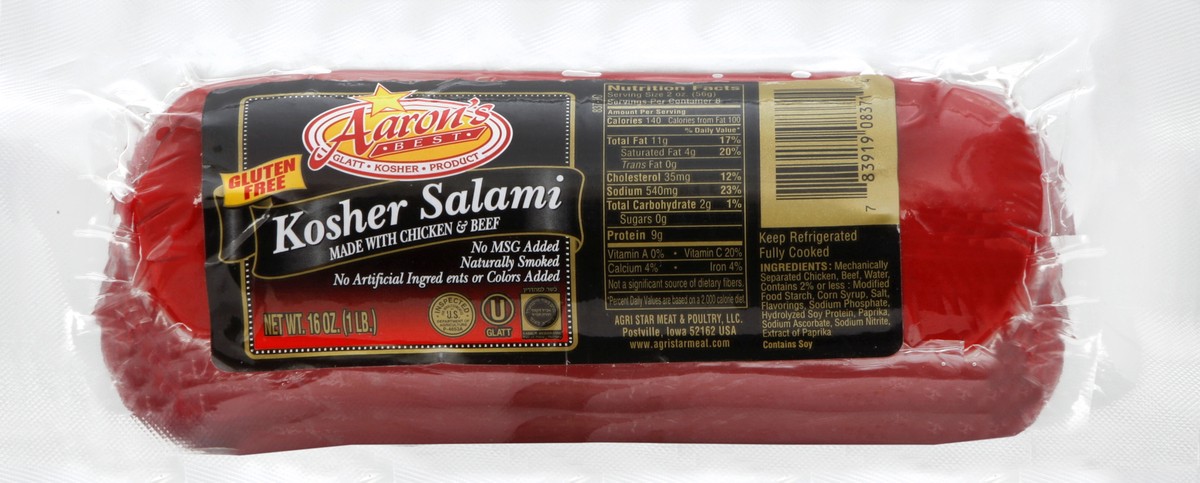 slide 1 of 5, Aaron's Best Kosher Salami Chub Roll, 16 oz