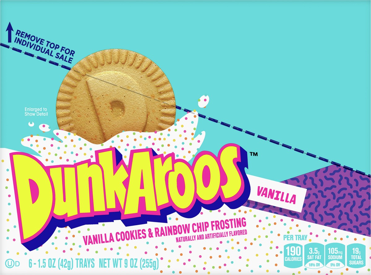 slide 4 of 9, Dunkaroos Vanilla Cookies and Vanilla Frosting with Rainbow Sprinkles, 6 ct, 6 ct