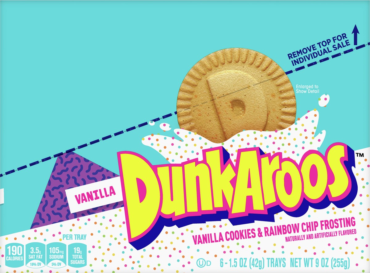 slide 6 of 9, Dunkaroos Vanilla Cookies and Vanilla Frosting with Rainbow Sprinkles, 6 ct, 6 ct