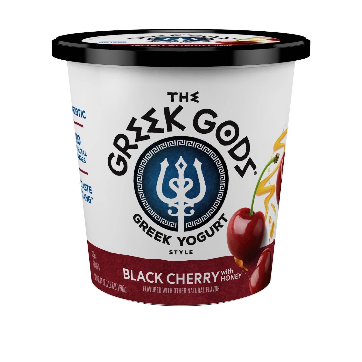 slide 1 of 3, The Greek Gods Black Cherry with Honey Greek Style Yogurt 24 oz. Tub, 24 oz