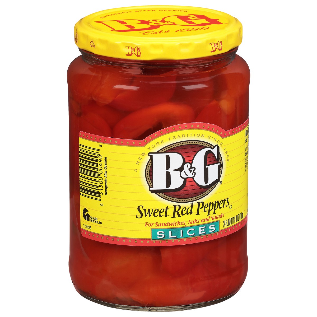slide 2 of 8, B&G Slices Sweet Red Peppers 24 fl oz, 24 fl oz