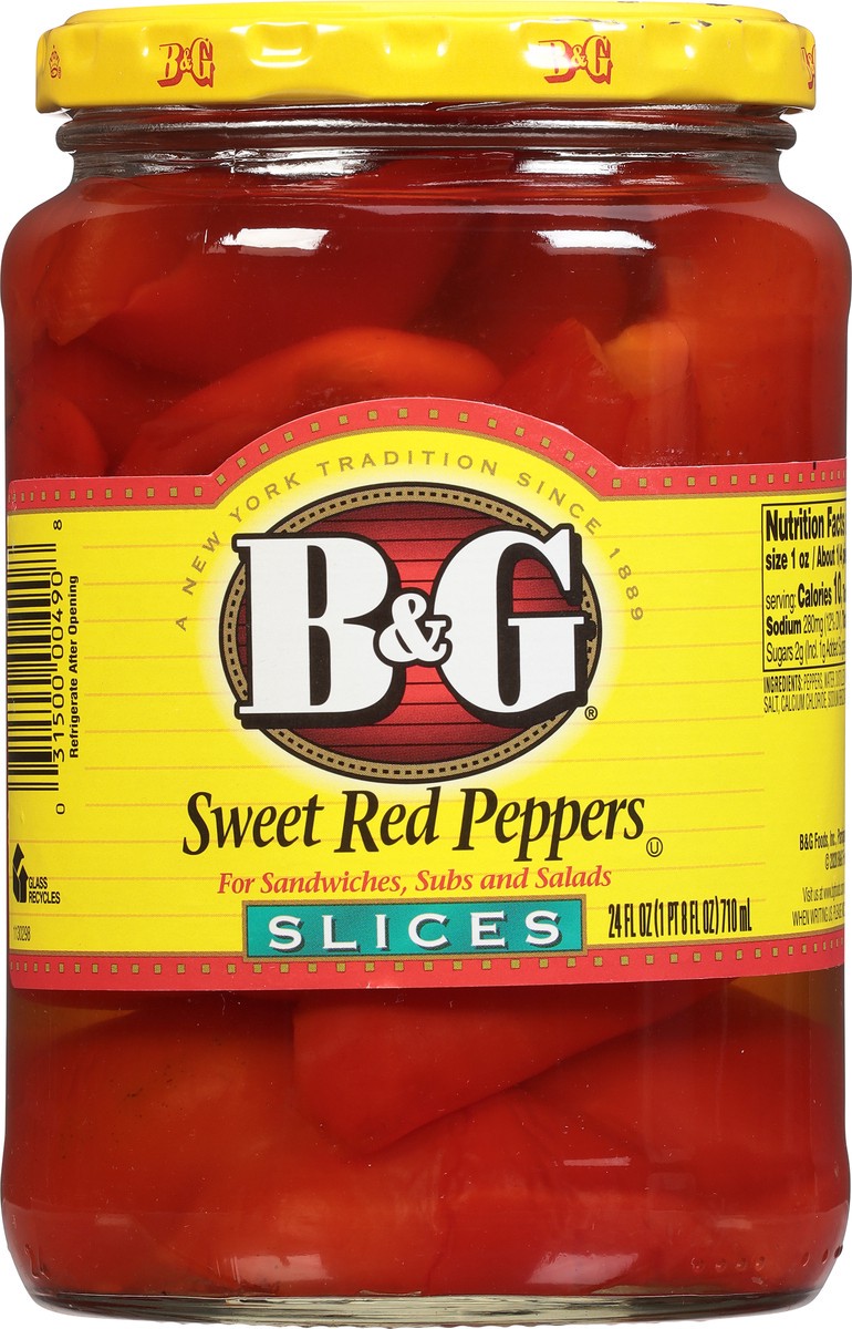 slide 5 of 8, B&G Slices Sweet Red Peppers 24 fl oz, 24 fl oz