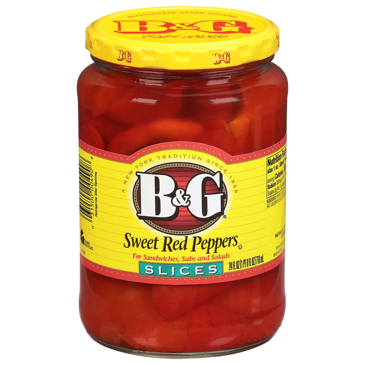 slide 1 of 8, B&G Slices Sweet Red Peppers 24 fl oz, 24 fl oz