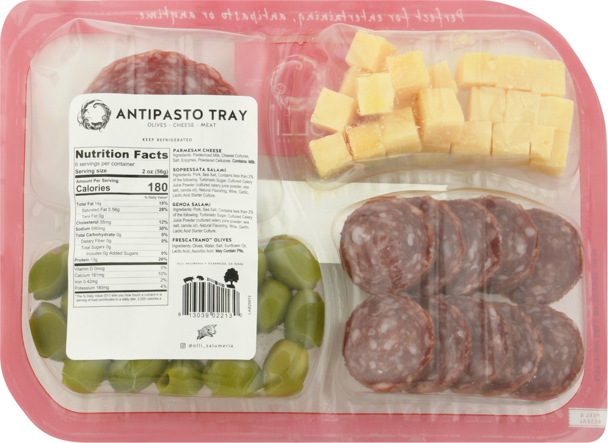 slide 5 of 9, Olli Salumeria Parmesan Cheese Genoa Salami Sopressata Salami Frescatrano Olives Antipasto 12 oz, 12 oz