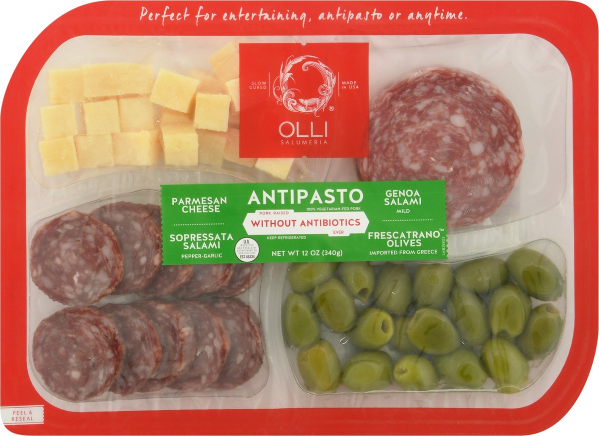 slide 6 of 9, Olli Salumeria Parmesan Cheese Genoa Salami Sopressata Salami Frescatrano Olives Antipasto 12 oz, 12 oz