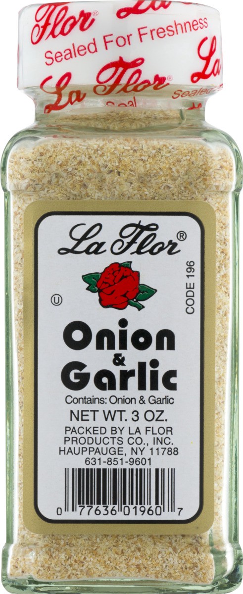 slide 8 of 9, La Flor Onion & Garlic, 3 oz