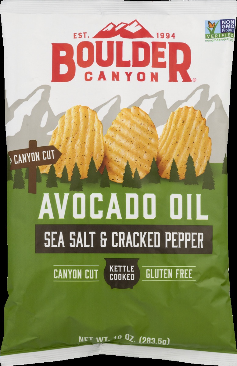slide 10 of 11, Boulder Canyon Avocado Oil Sea Salt & Black Pepper Potato Chips, 10 oz