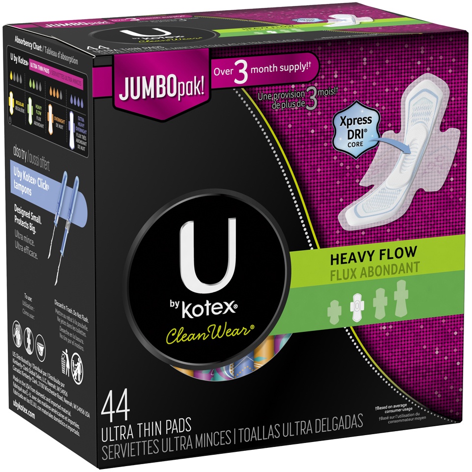 U By Kotex Clean Wear Heavy Flow Ultra Thin Pads 44 ct Shipt