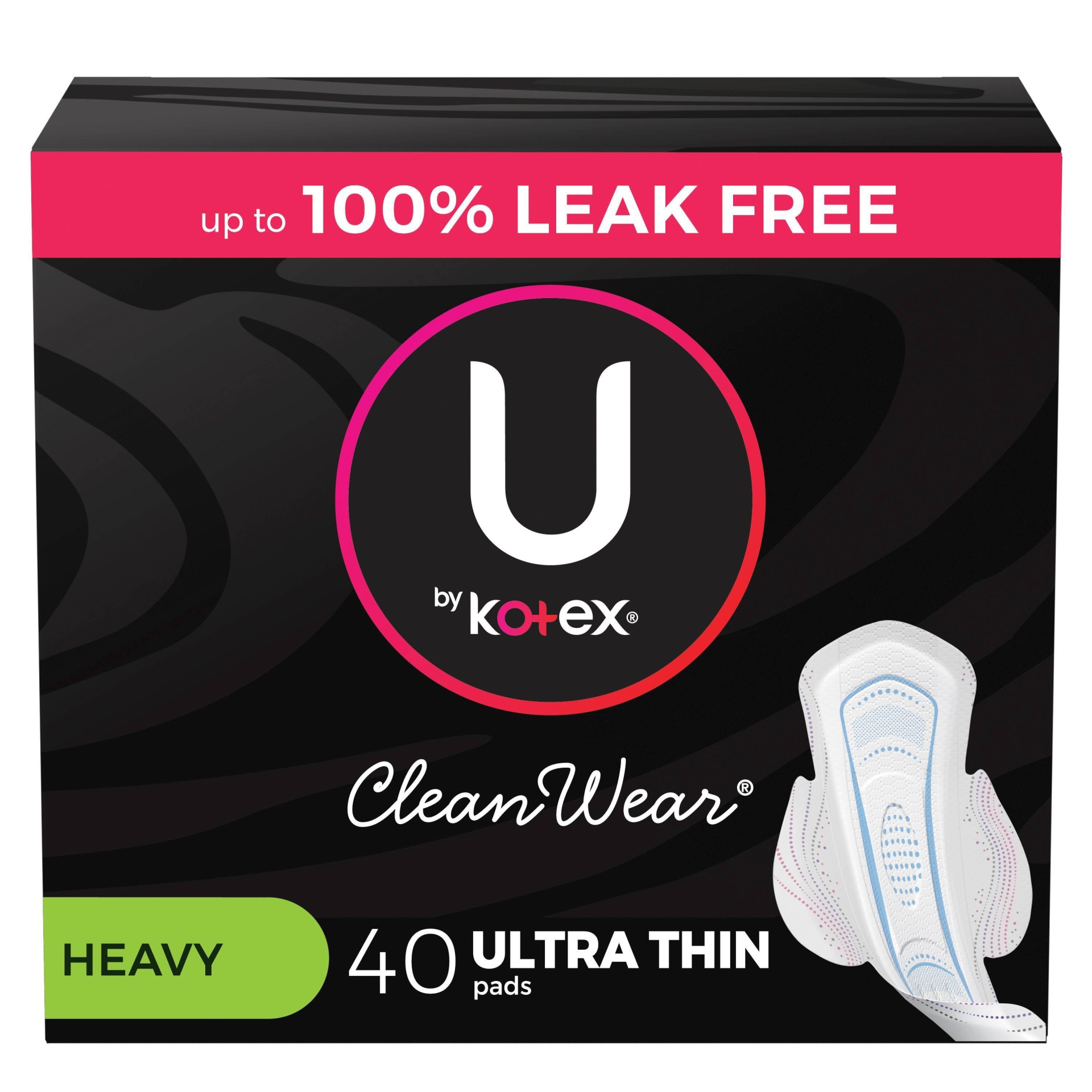 slide 1 of 11, U by Kotex CleanWear Ultra Thin Fragrance Free Pads with Wings - Heavy - Unscented - 40ct, 44 ct