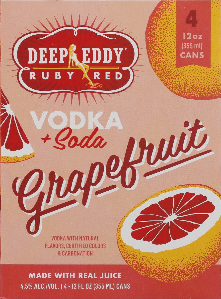 slide 7 of 9, Deep Eddy Ruby Red Grapefruit Vodka + Soda 4 - 12 fl oz Cans, 4 ct; 12 oz