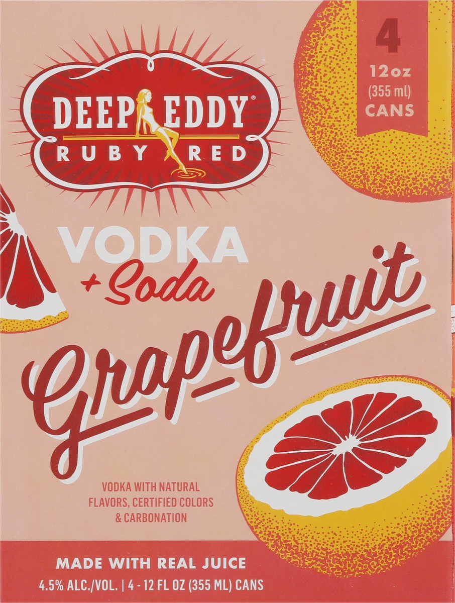 slide 5 of 9, Deep Eddy Ruby Red Grapefruit Vodka + Soda 4 - 12 fl oz Cans, 4 ct; 12 oz