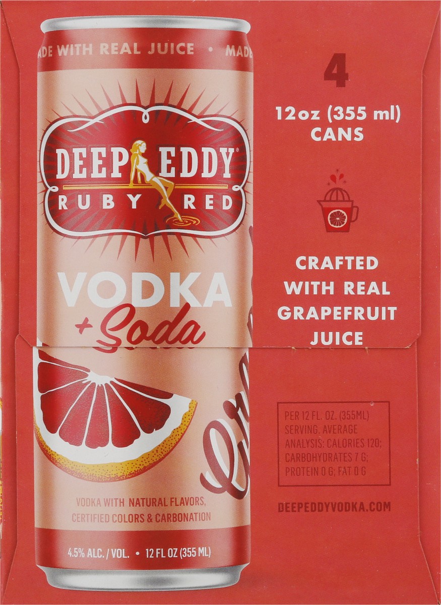slide 8 of 9, Deep Eddy Ruby Red Grapefruit Vodka + Soda 4 - 12 fl oz Cans, 4 ct; 12 oz