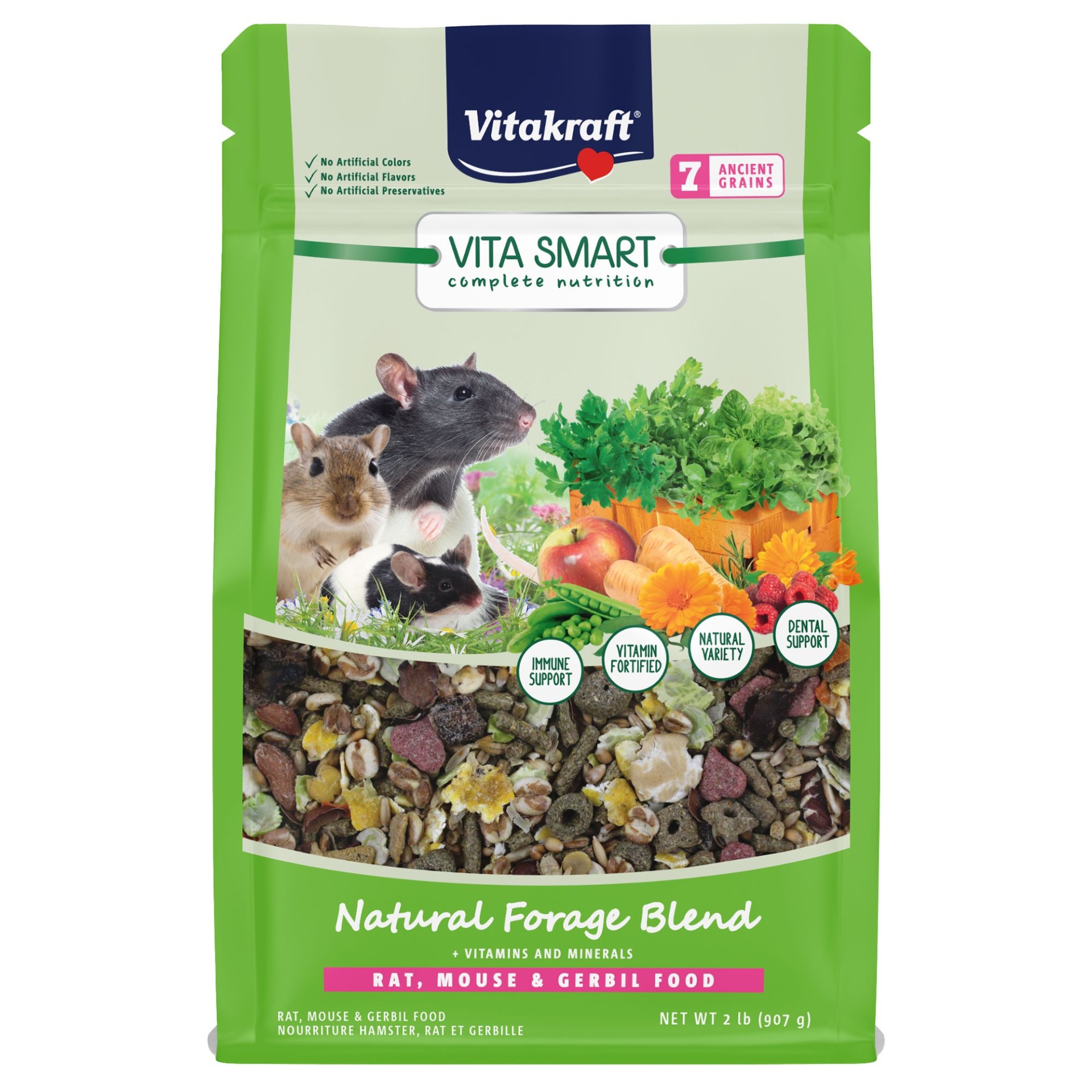 slide 1 of 1, Vitakraft Vita Smart Complete Nutrition Natural Forage Blend Rat, Mouse, & Gerbil Food, 2 lb