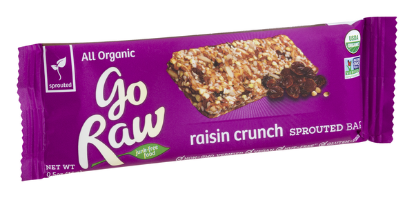 slide 1 of 6, Go Raw Bar Raisin Crunch Sprouted Small Organic, 0.5 oz