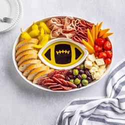 Jeanne Fitz Football Olive Oil And Balsamic Vinegar Dipping Platter