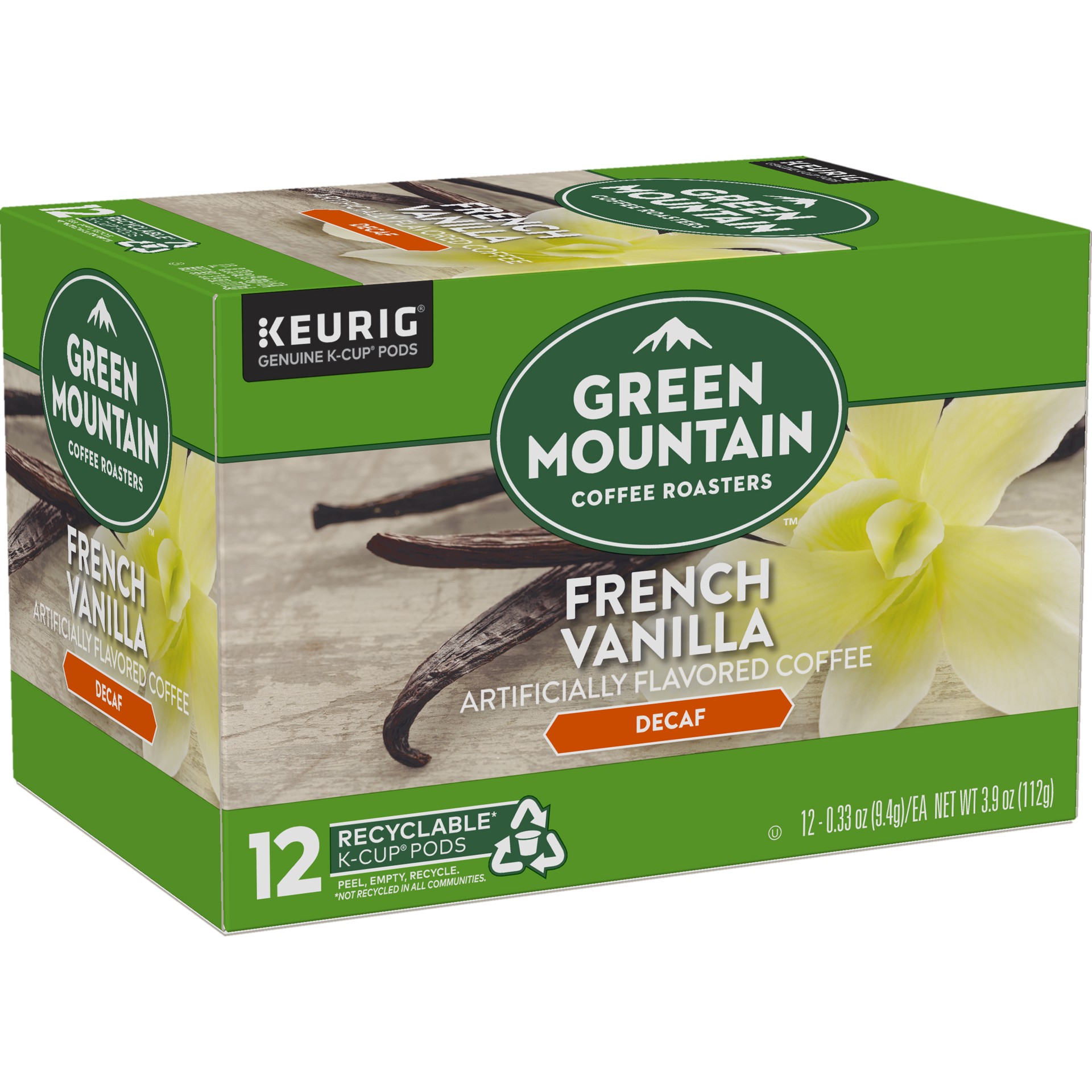 slide 3 of 5, Green Mountain Coffee Roasters French Vanilla Decaf Keurig Single-Serve K-Cup pods, Light Roast Coffee, 12 Count, 12 ct