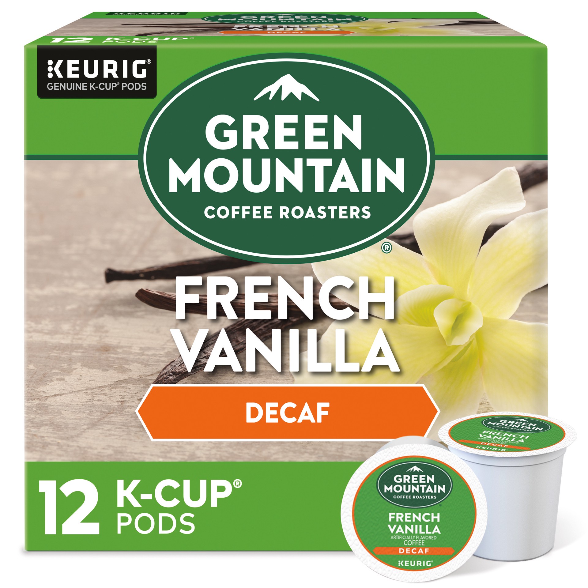 slide 1 of 5, Green Mountain Coffee Roasters French Vanilla Decaf Keurig Single-Serve K-Cup pods, Light Roast Coffee, 12 Count, 12 ct