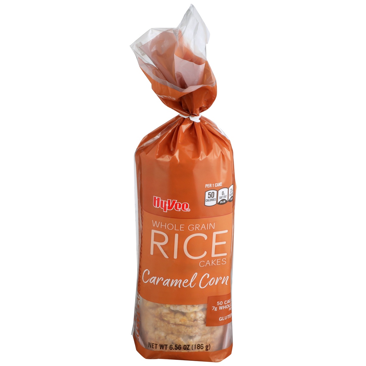slide 1 of 1, Hy-vee Caramel Corn Whole Grain Rice Cakes, 6.56 oz