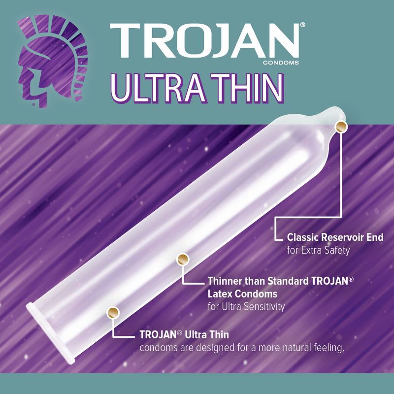 slide 5 of 9, Trojan Ultra Thin Lubricated Latex Condoms 12 ea, 12 ct
