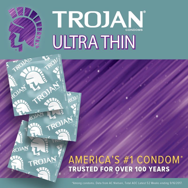 slide 4 of 9, Trojan Ultra Thin Lubricated Latex Condoms 12 ea, 12 ct
